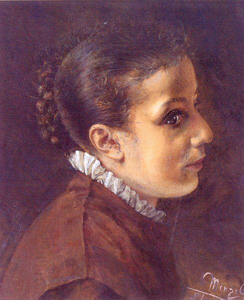 Adolph von Menzel Head of a Girl China oil painting art